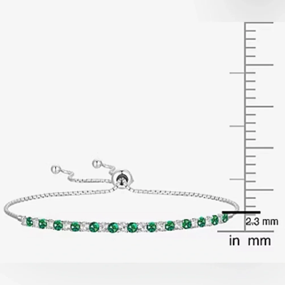 Emerald Gemstone Sterling Silver Bolo Bracelet - Picture 11 of 12